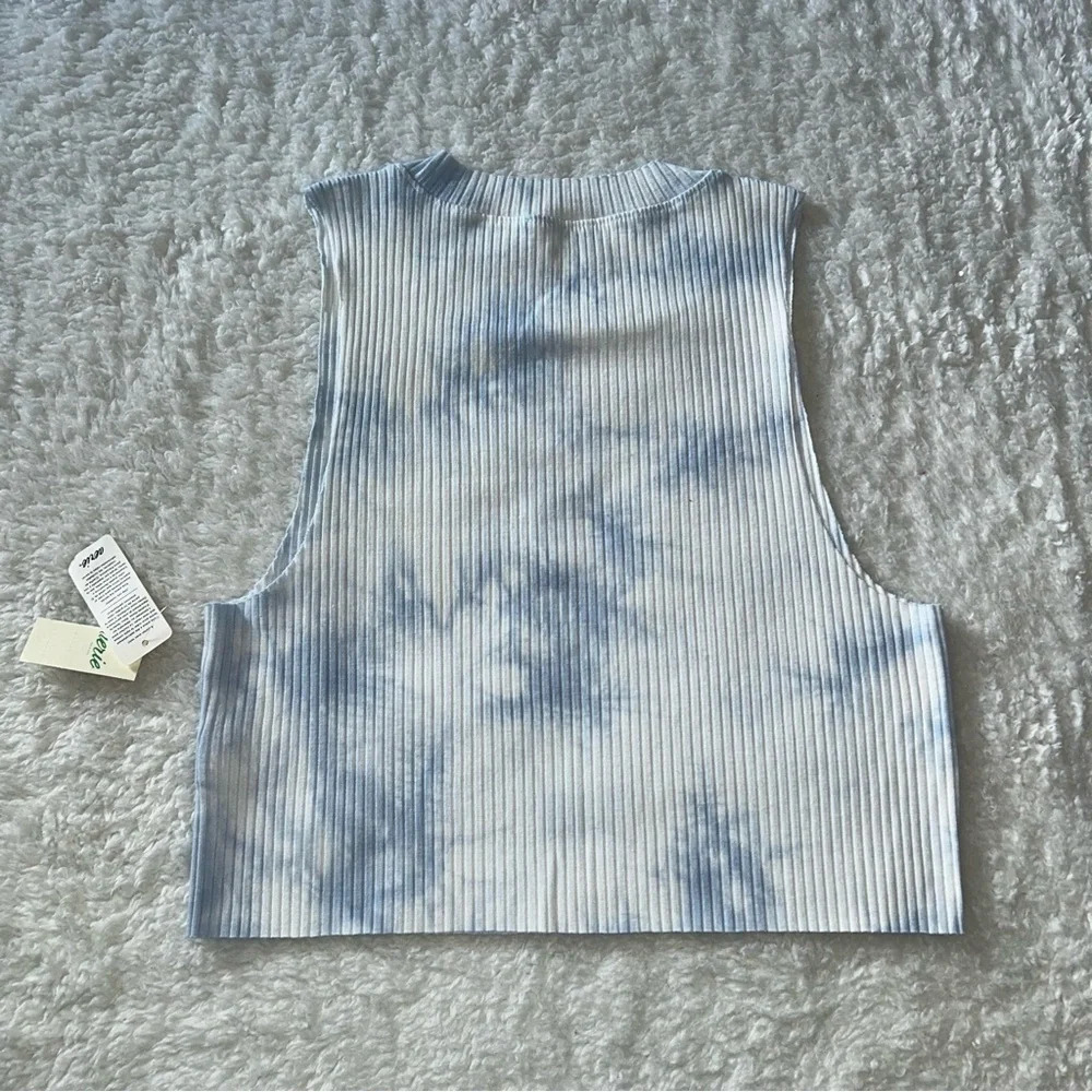 Aerie Rebel Ribbed Crop Tank Top Size Large Blue & White NWT - Picture 2 of 3